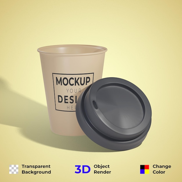 プレミアムデザインと色psdを変更するのが簡単な3dコーヒーカップモックアップ透明な背景