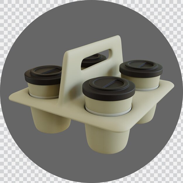 3d coffee cups in tray