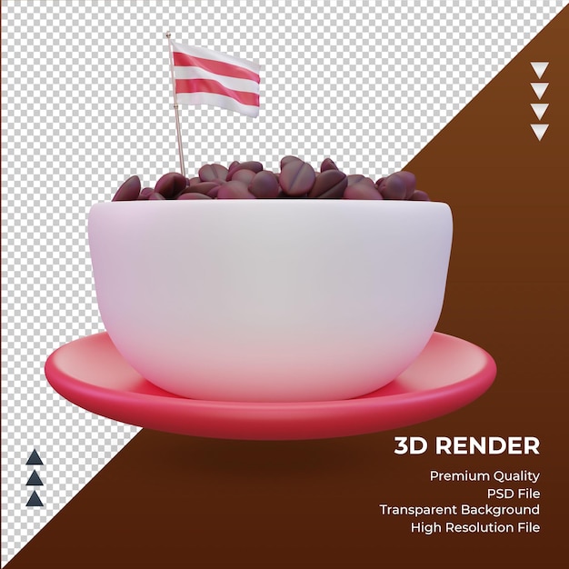 Giorno del caffè 3d vista frontale del rendering della bandiera dell'austria