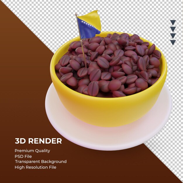 PSD 3 d コーヒーの日ボスニア ・ ヘルツェゴビナ フラグ レンダリング左ビュー