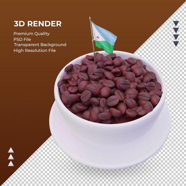 PSD 3d coffee day djibouti flag rendering right view