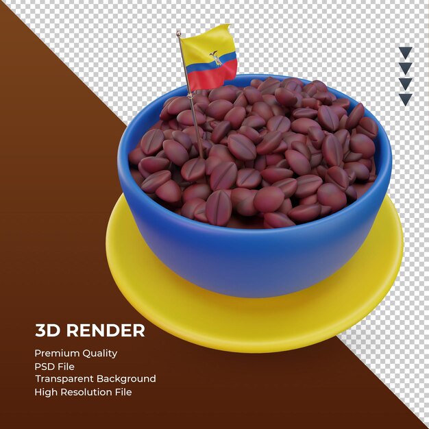 3d coffee day ecuador flag rendering left view