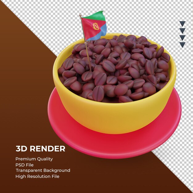 PSD 3d coffee day eritrea flag rendering left view