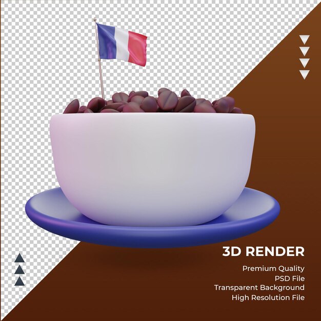 PSD 3d coffee day francia bandiera rendering vista frontale