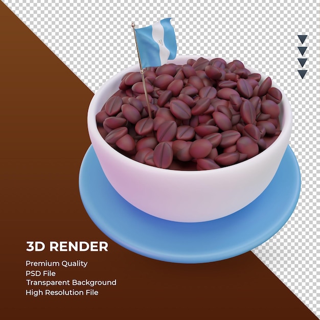 3d 커피의 날 과테말라 플래그 렌더링 왼쪽 보기