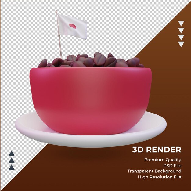 3d coffee day giappone bandiera rendering vista frontale