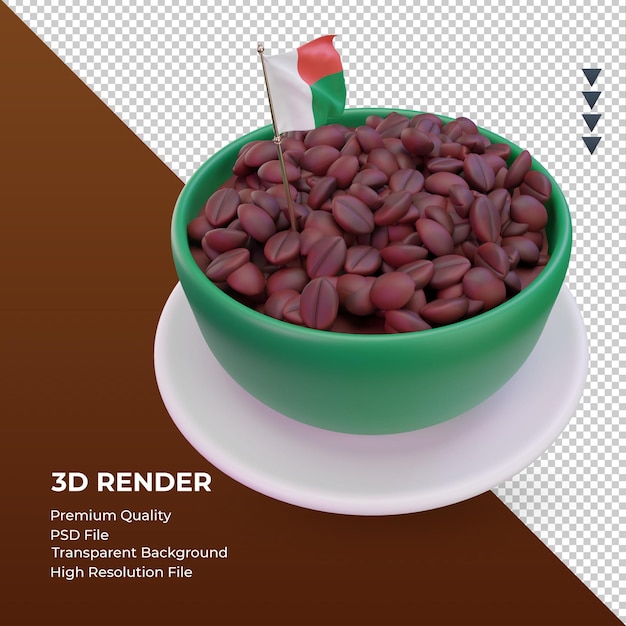 3d coffee day madagascar bandiera rendering vista a sinistra