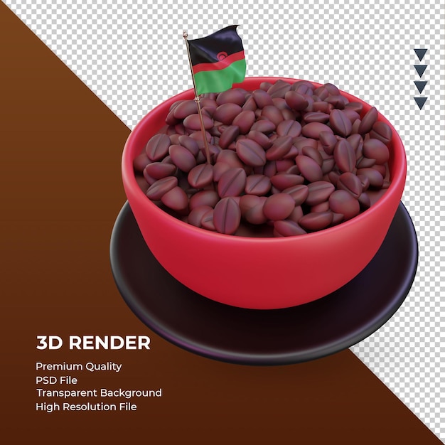 PSD 3d coffee day malawi flag rendering left view