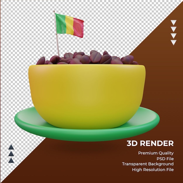 3d coffee day mali flag rendering front view