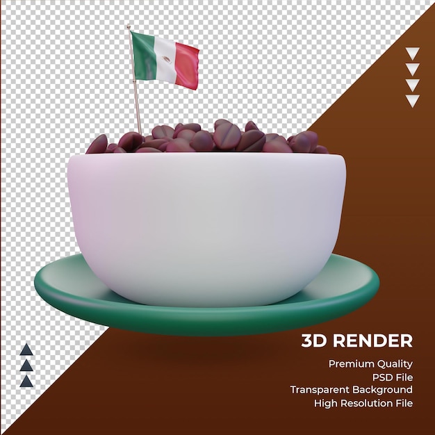 3d coffee day messico bandiera rendering vista frontale