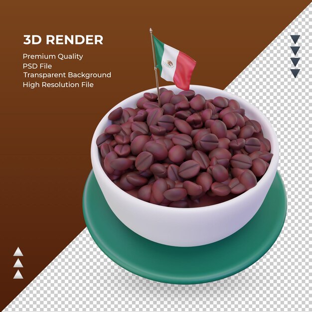 3d coffee day messico bandiera rendering vista a destra