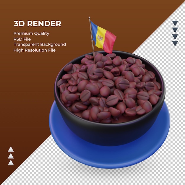 PSD 3d coffee day moldova flag rendering right view