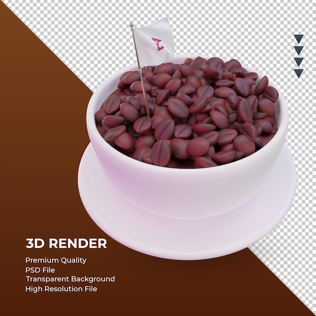 PSD 3d coffee day nepal flag rendering left view