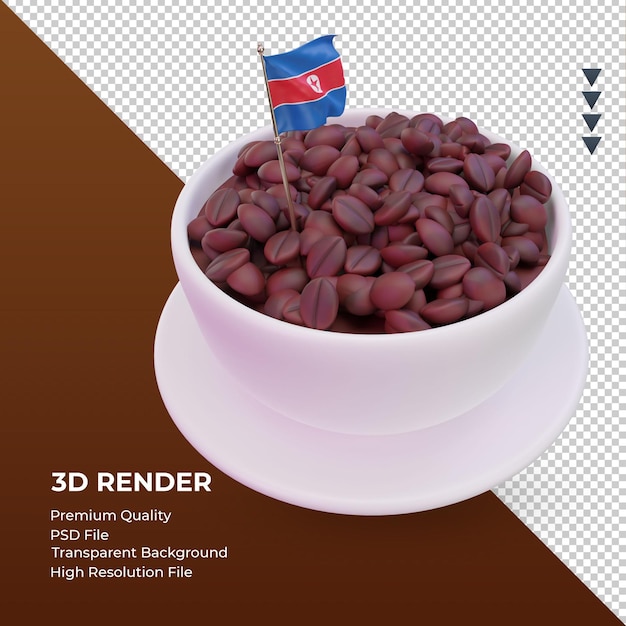 3d coffee day north korea flag rendering left view