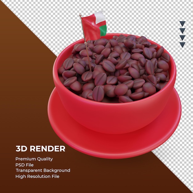 3d coffee day Oman flag rendering left view