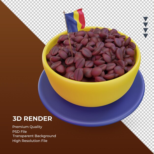 3d coffee day Romania flag rendering left view