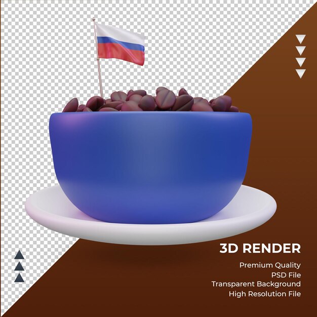 3 d コーヒーの日ロシア国旗レンダリング正面図