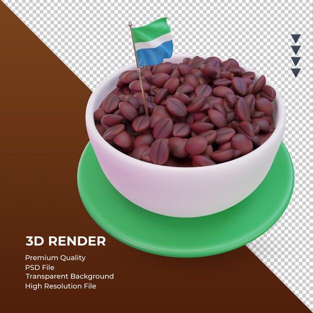 3d coffee day sierra leone bandiera rendering vista a sinistra