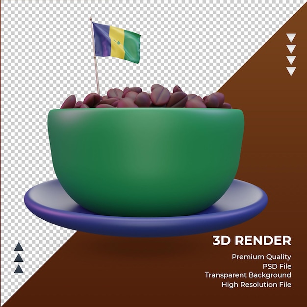 3d coffee day st vincent and the grenadines flag rendering front view