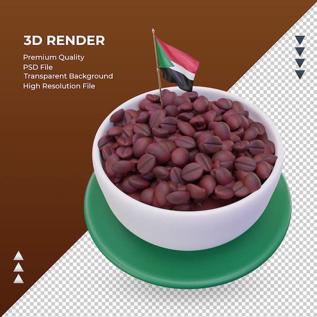 PSD 3d coffee day sudan flag rendering right view