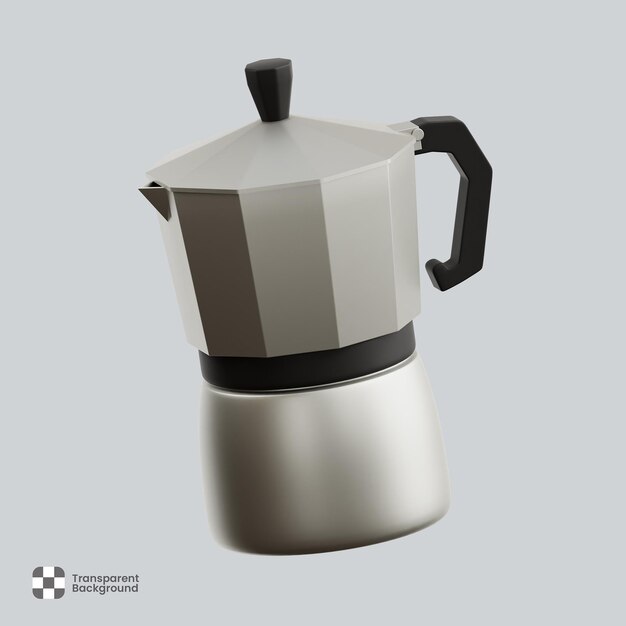 PSD 3d coffee moka pot illustration