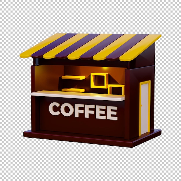 3D 咖啡店的圖標被隔離