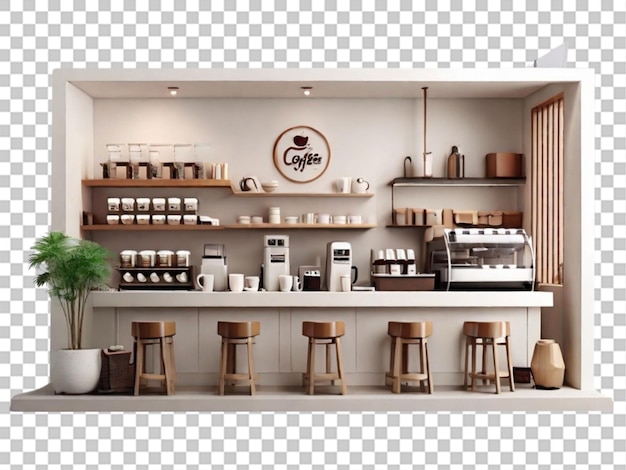 3d of coffee shop on white background