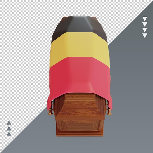 PSD 3d coffin belgium flag rendering front view