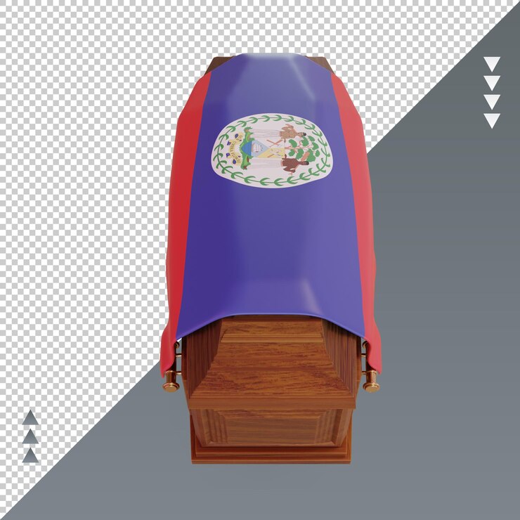3d coffin Belize flag rendering front view