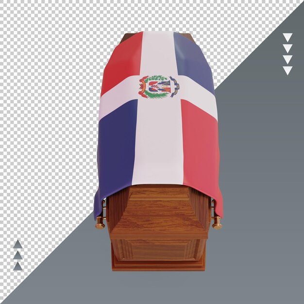 PSD 3d coffin dominican republic flag rendering front view