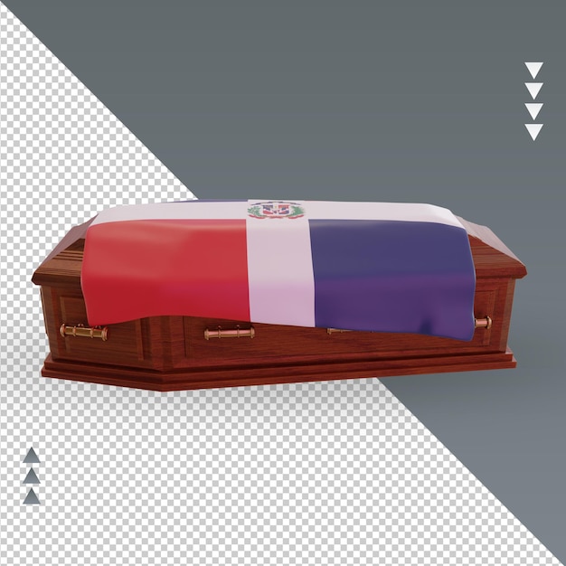 3d визуализация флага доминиканской республики в гробу, вид слева
