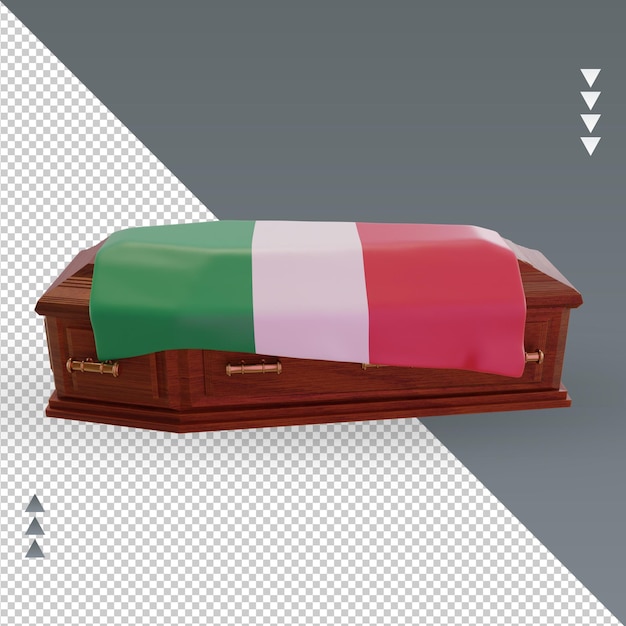 PSD 3d coffin italy flag rendering left view