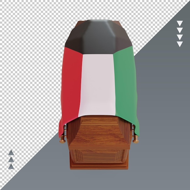 PSD 3d coffin kuwait flag rendering front view