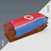 PSD 3d coffin north korea flag rendering right view