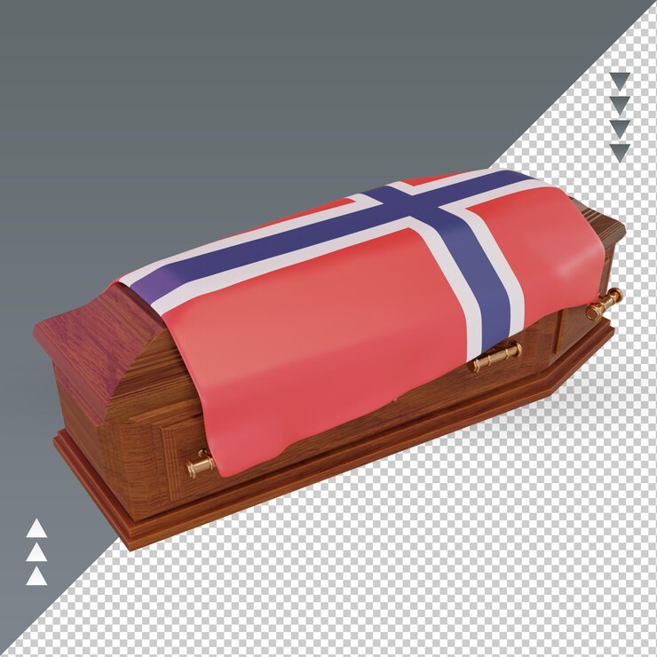 PSD 3d coffin norway flag rendering right view