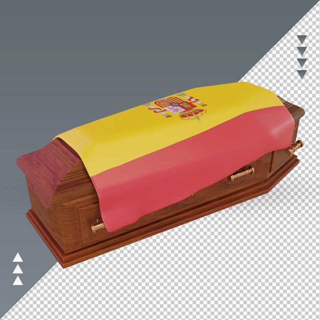 PSD 3d визуализация флага испании в гробу, вид справа