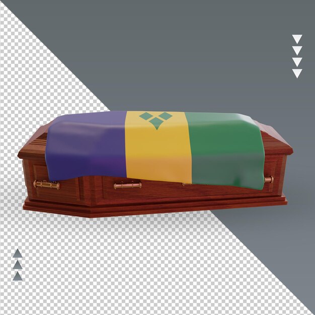 PSD 3d coffin st vincent and the grenadines flag rendering left view