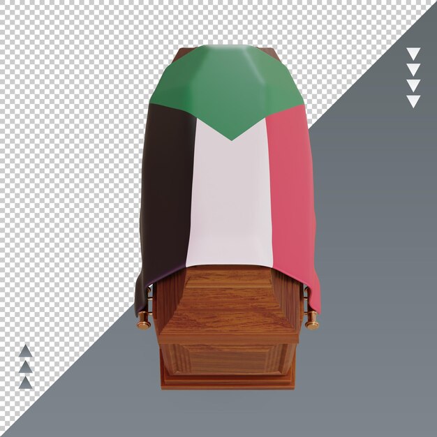 PSD vista frontale del rendering della bandiera del sudan della bara 3d