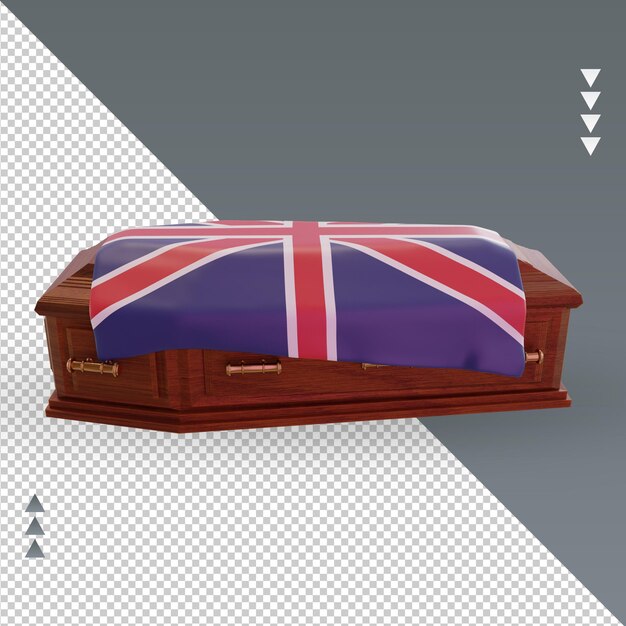 3d coffin united kingdom flag rendering left view