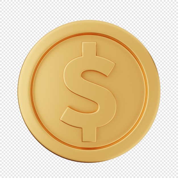 PSD 3d coin dollar money gold icon illustration render