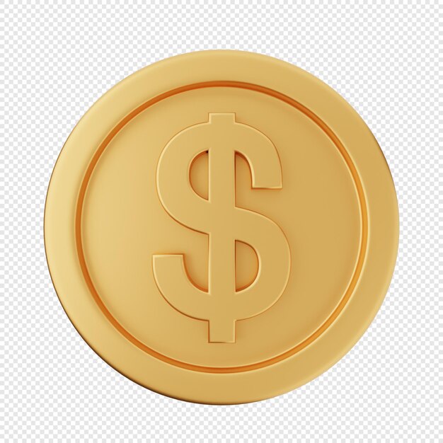 PSD 3d coin dollar money gold icon illustration render