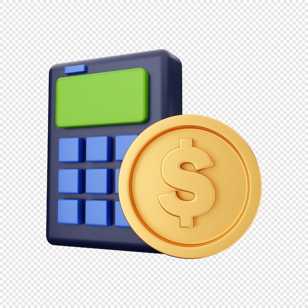 PSD 3d монета золотой доллар с калькулятором