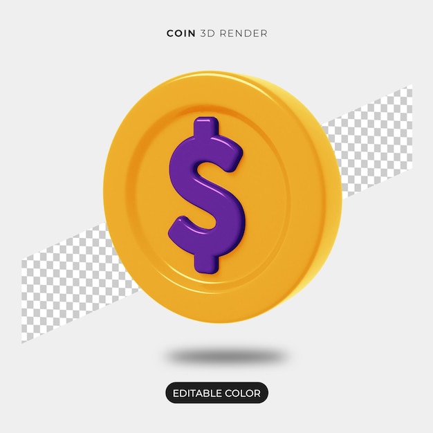 3d coin icon scene creator isolated