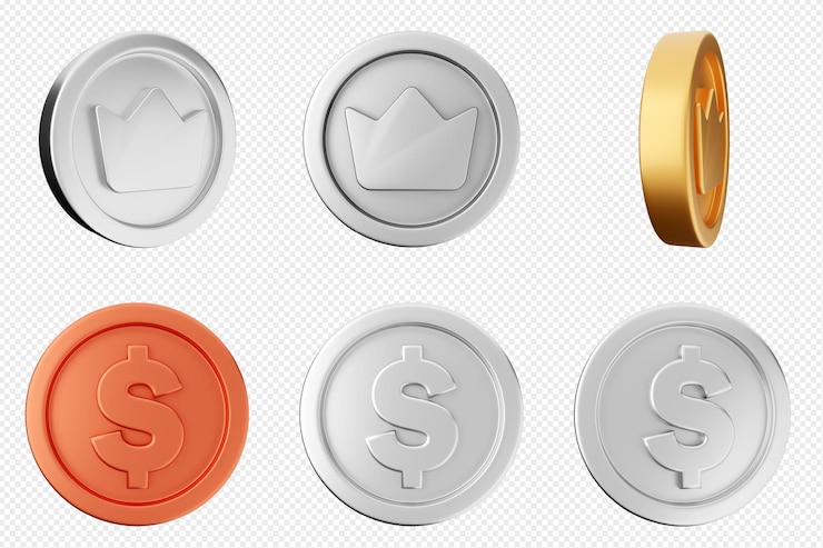 PSD 3d coin money currency finance payment investment icon set bundle