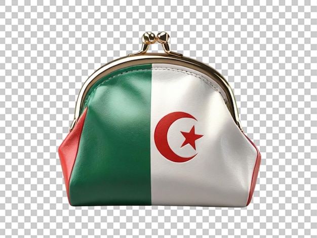 PSD 3d coin purse z algierską flagą inwestycji budżetowej na przezroczystym tle