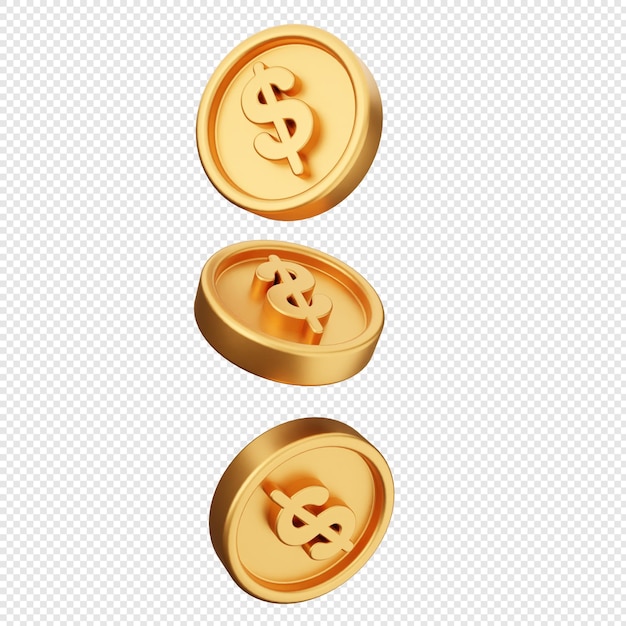 3d coins dollar icon illustration
