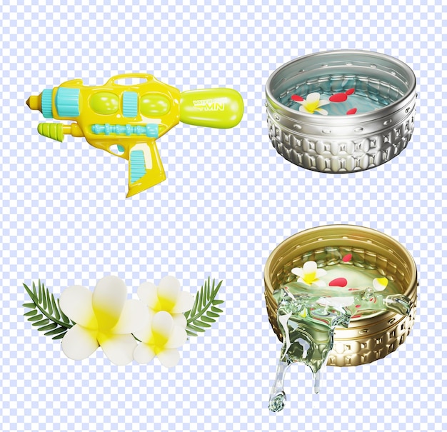 3D-collecties van Songkran-festivalitems