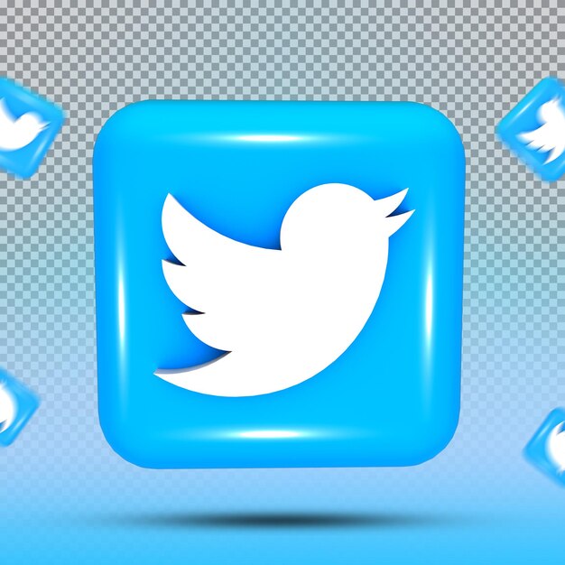 PSD 3d коллекция иконок социальных сетей шаблон twitter