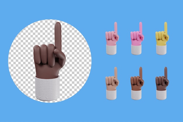 PSD 3d collection with attention hand gesture