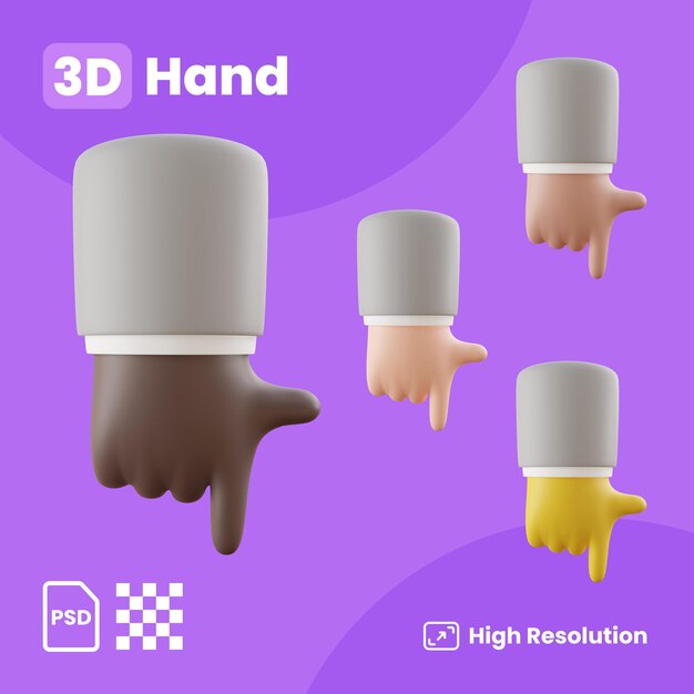 人差し指を下に向ける手で3Dコレクション